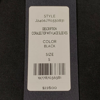 VERONICA BEARD Jeans Women's Coralee Top Lace Sleeves Sz-S Black J2406JY0330831