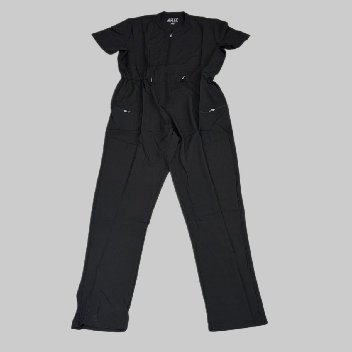 GREEN TOWN 4 Flex Scrubs Jumpsuit Cinch In Waist Women's Sz XL Black GFX-023AST