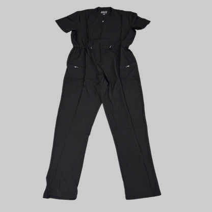 GREEN TOWN 4 Flex Scrubs Jumpsuit Cinch In Waist Women's Sz XL Black GFX-023AST