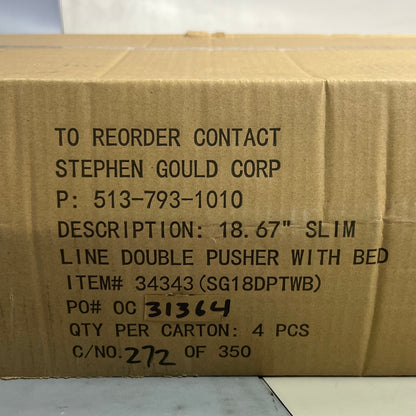 STEPHEN GOULD CORP (4 PACK) 18.67" Slim Line Double Pushers Tray With Bed Black