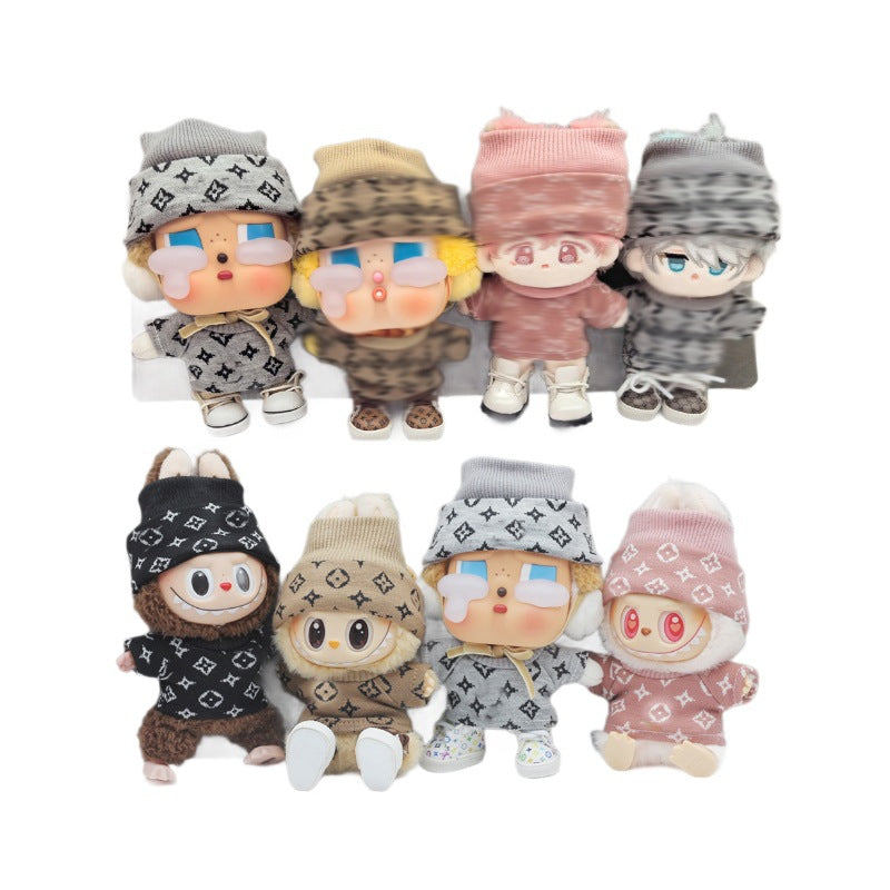 17cm Labubu First and Second Generation Blind Box 10cm Cotton Crying Doll Clothes Knitted Printed Hat