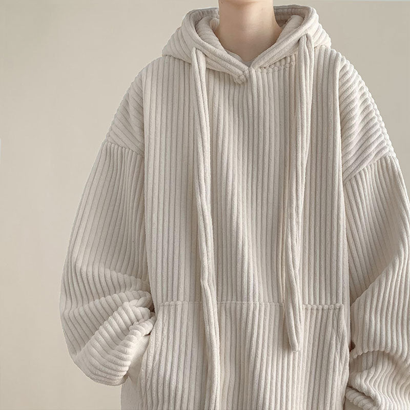 Mens Corduroy Hoodie Fleece-lined And Extra-thick