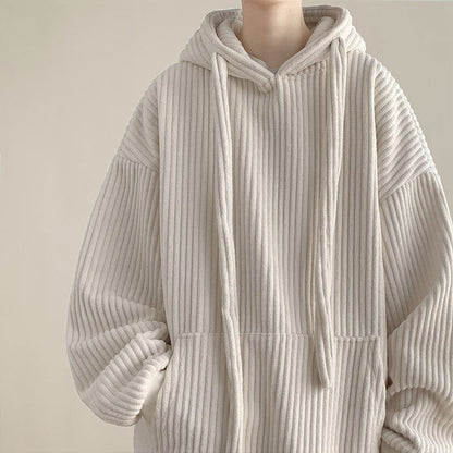 Mens Corduroy Hoodie Fleece-lined And Extra-thick