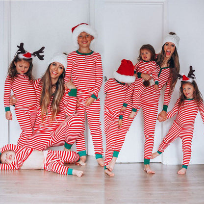 Women's New Christmas Parent-child Suit Stripe Print Casual