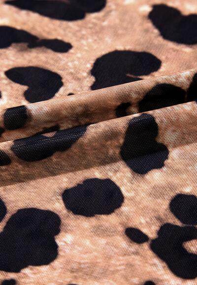 Leopard Round Neck Long Sleeve Blouse for Women Fashion
