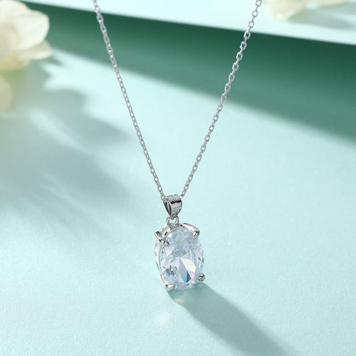 Oval Gem Pendant Necklace Women's Stud Earrings