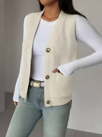 Women's Loose Single Breasted Sweater Vest