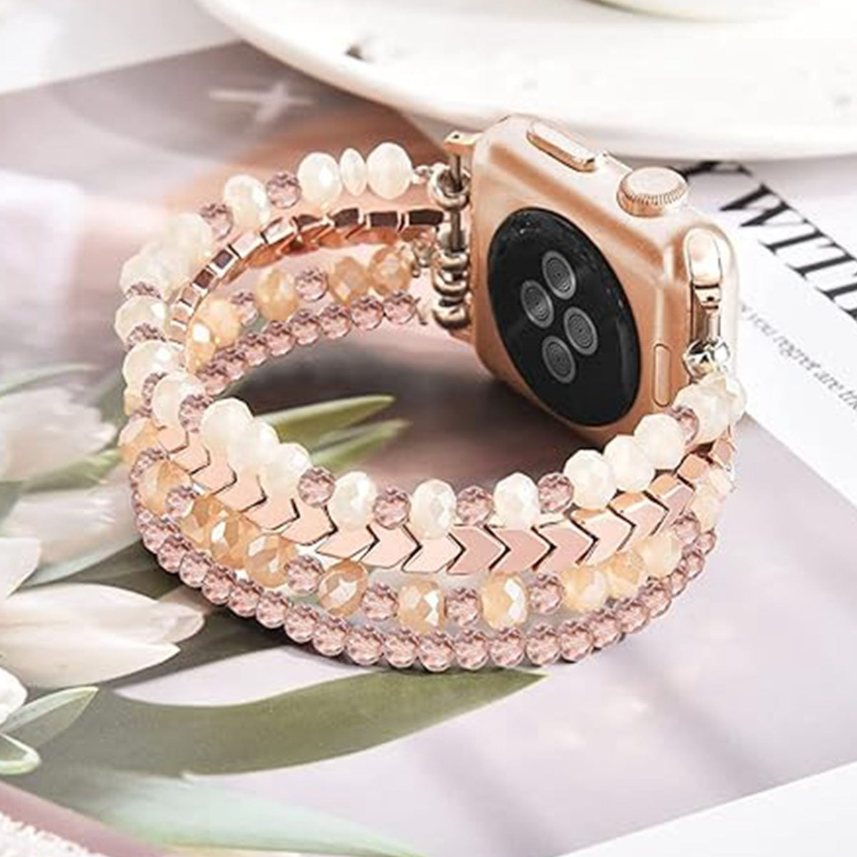 Suitable For Apple Watch IWatch87654Se Women's High-End Beaded Strap Jewelry Crystal Wrist