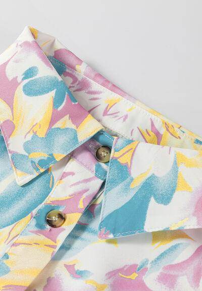 Printed Button Down Lantern Sleeve Shirt for Women