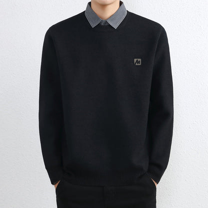 Simple Fake Two Pieces Sweaters Men