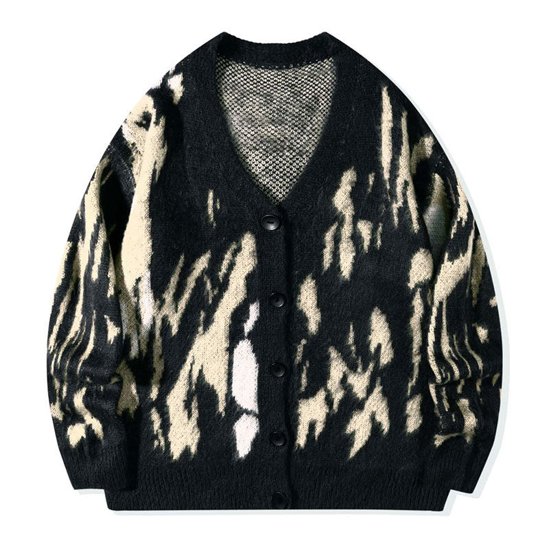 Color-blocked Laid-back Versatile Loose-fit Long-sleeve Knitted Cardigan