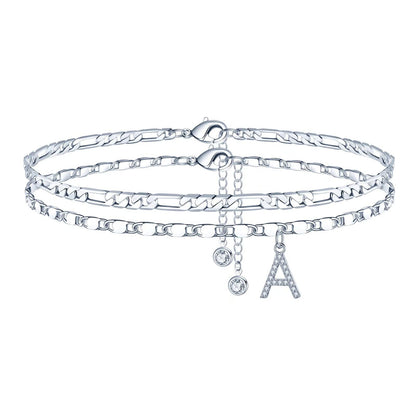 26-letter English Zircon-inlaid Pendant With An NK Chain, Double-layered
