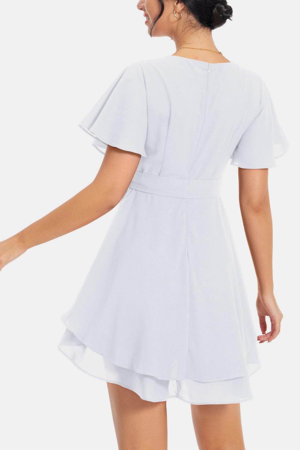 Surplice Neck Flutter Sleeve Dress for Chic Summer Style