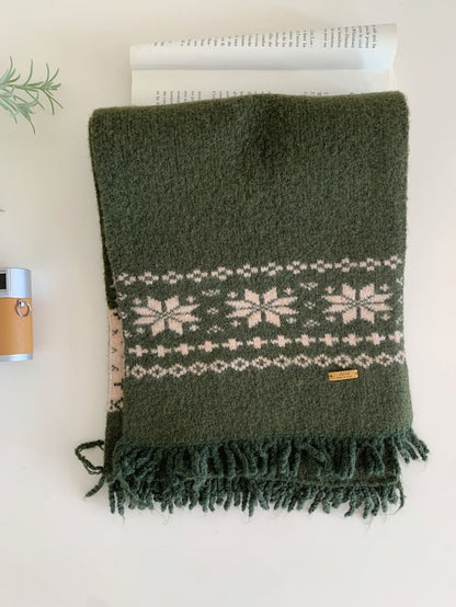 Fair Isle Wind-pattern Gray Knitted Scarf Couples Neck Warmer