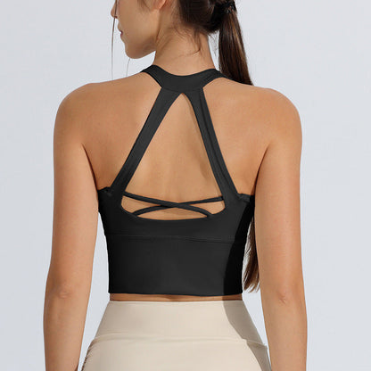 Shock-resistant High-strength One-piece Fixed Yoga Sports Bra Vest For Running