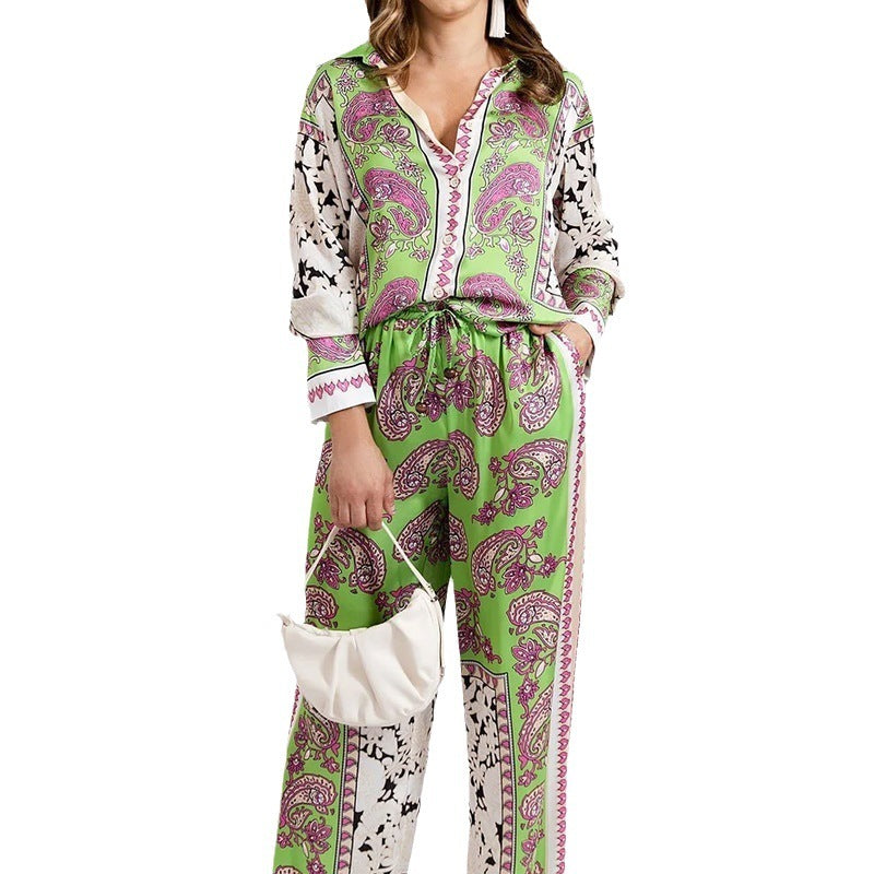 Women's Casual Long-Sleeve Loose Trousers Set