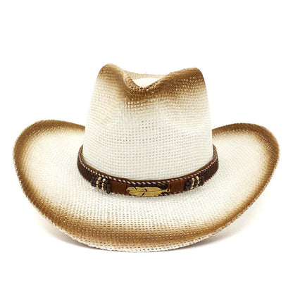 Western Spray Paint Straw Cowboy Hat Beach Hat
