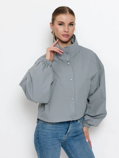 Loose-fitting Cropped Trench Coat For Petite Womens Jackets