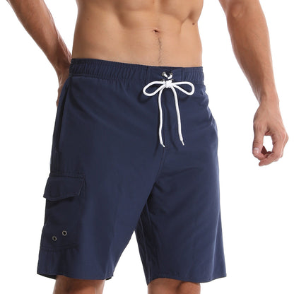 Cross Border Men's Summer Solid Color Beach Pants Men's Five Point Shorts Mesh Breathable Quick Drying Waterproof Sports Casual Pants