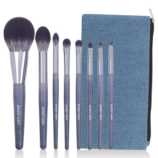 ENZO KEN Natural Purple Badger Hair Makeup Brushes Set with Canvas Makeup Brush Bag Cosmetic Brushes Makeup Set Professional with Case Natural Makeup Brushes Natural Bristle Makeup Brushes - ShuiMo