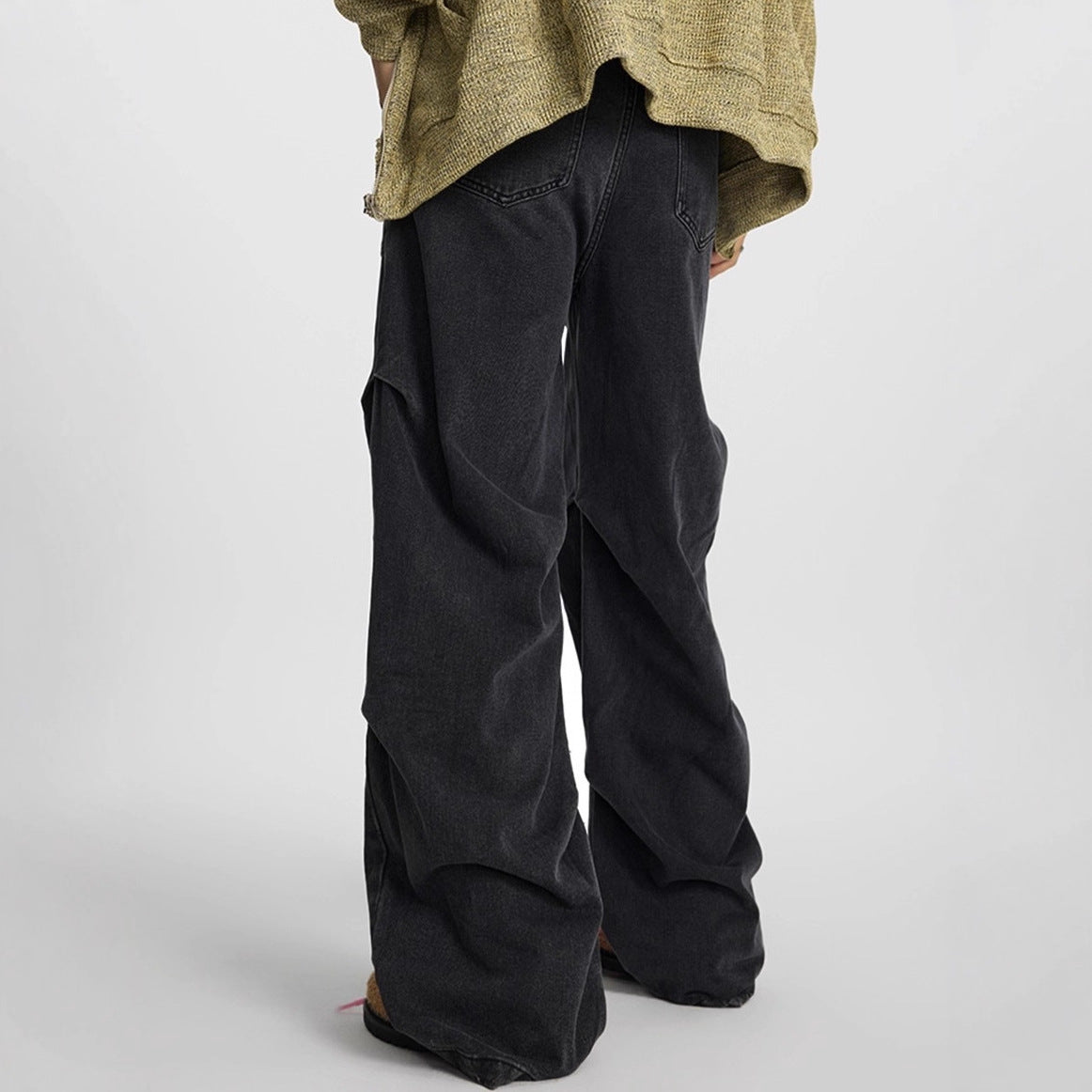 American-style Vintage Bootcut Jeans Mens Loose Straight-leg Fit