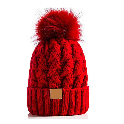 Snow Cap Knitted Hat Unisex Rolled Brim