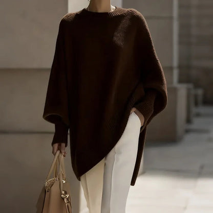 Women's Thick Knitted Pullover Sweater Loose Fit Round Neck Casual All-Match Top For Autumn Winter