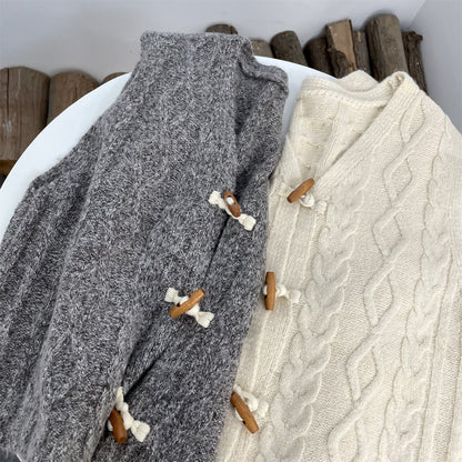 Retro Horn Button V-neck Sweater Vest