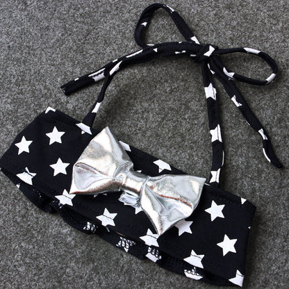 Girls' XINGX Bowknot Three-piece Swimsuit