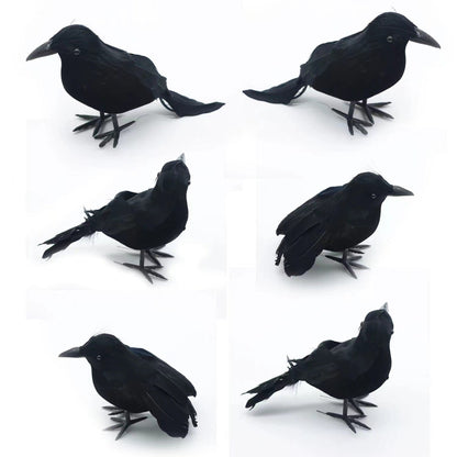 Halloween Party Black Simulation Feather Crow Decorations