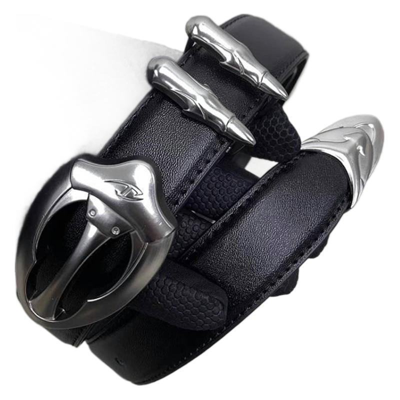Bullet Retro Silver Buckle With Denim Belt