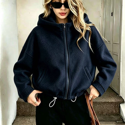 Short Hooded Wool Coat