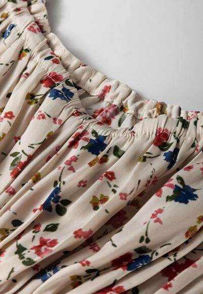Ruched Printed Scoop Neck Long Sleeve Blouse for Women