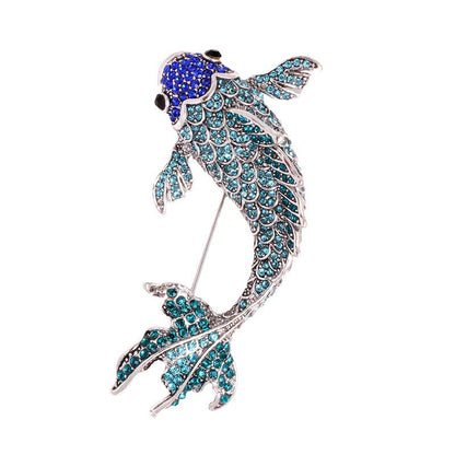Chinese-style Red Koi Rhinestone Brooch