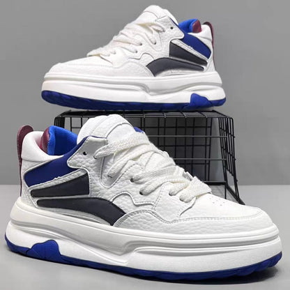 2026 New Spring Fashion Versatile Platform Height-boosting White Sneakers, Trendy Athletic Casual Skate Shoes For Young Men
