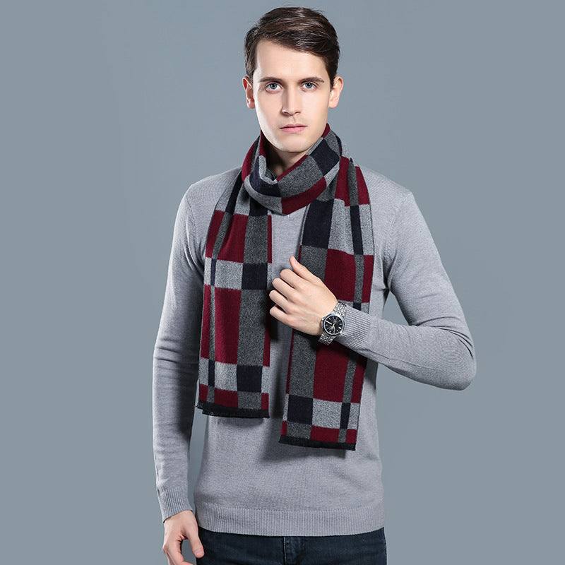 Simple Plaid Artificial Cashmere Warm Scarf
