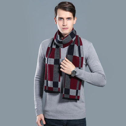 Simple Plaid Artificial Cashmere Warm Scarf