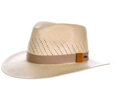 Striped Bow Flat-brimmed Jazz Straw Top Hat
