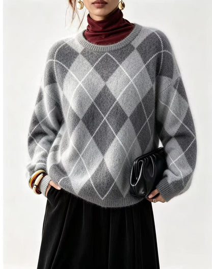 Women's Loose-fitting Mink Fur Crew-neck Sweater