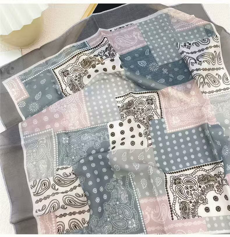 Korean-style Fresh And Delicate Floral Silk Scarf