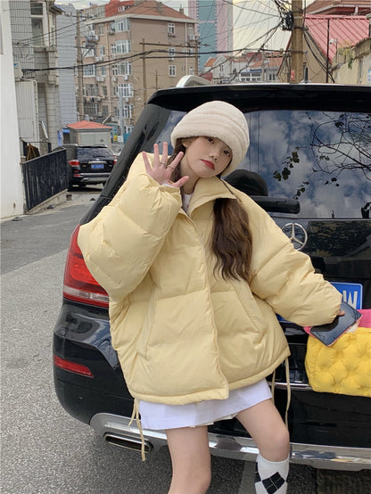 Light Blue Cotton Clothing Women's Autumn And Winter Thickened Cotton Coat