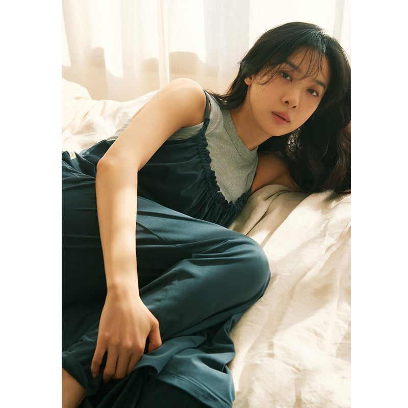 Womens Straight-Leg Strap Yoga Jumpsuit