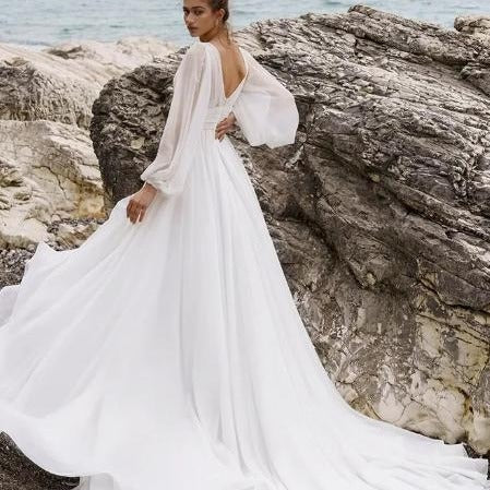 Plus Size High Slit Wedding Dress