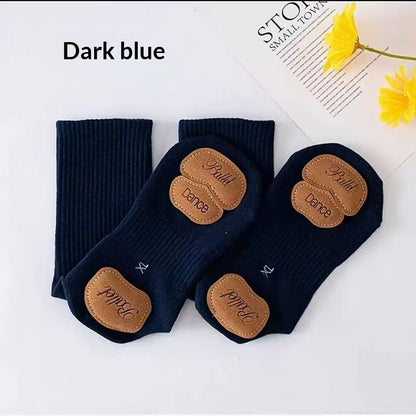 Womens Spring Autumn Dance Socks With Leather Soles Non-slip For Modern Dance Practice