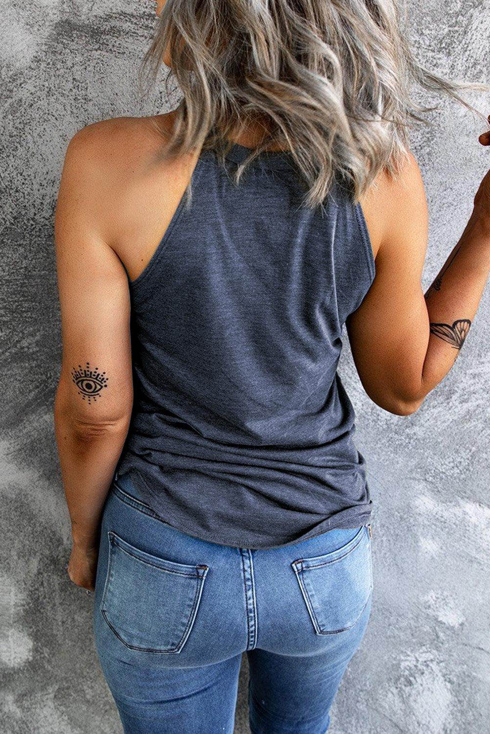 Bow Graphic Round Neck Tank for Stylish Summer Wear