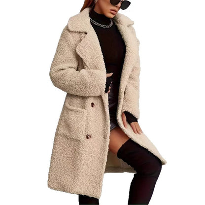 Loose-fitting Fleece-lined And Thick Mid-length Coat
