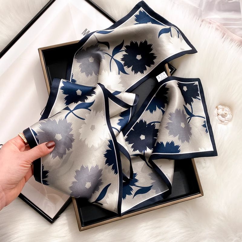 Floral-print Neck Scarf Springsummer Silk Scarf