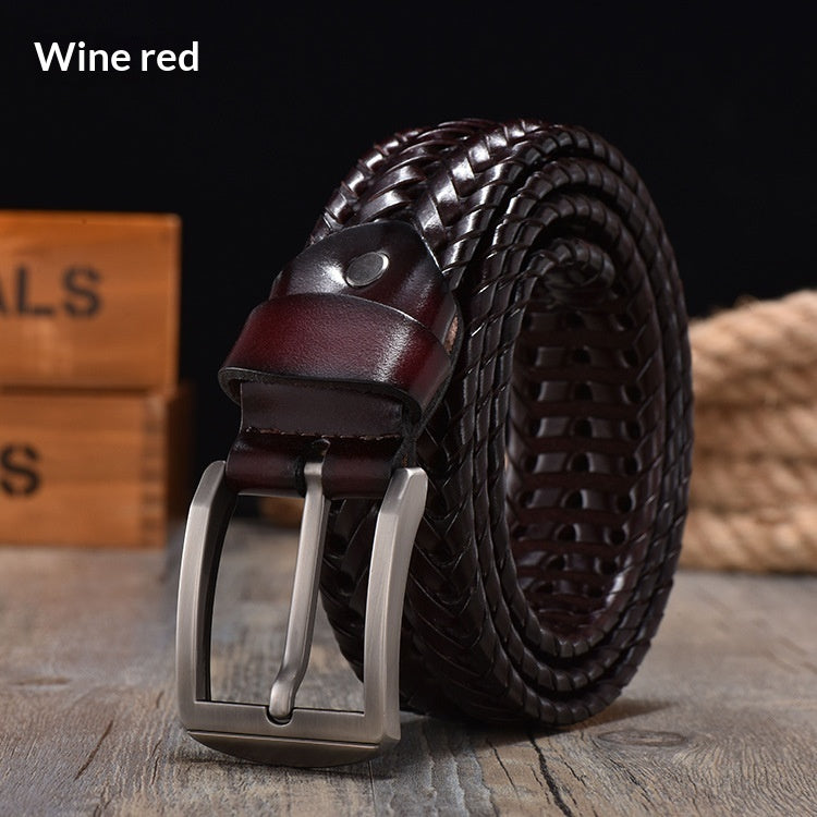 Handwoven Vintage Leather Belt For Men
