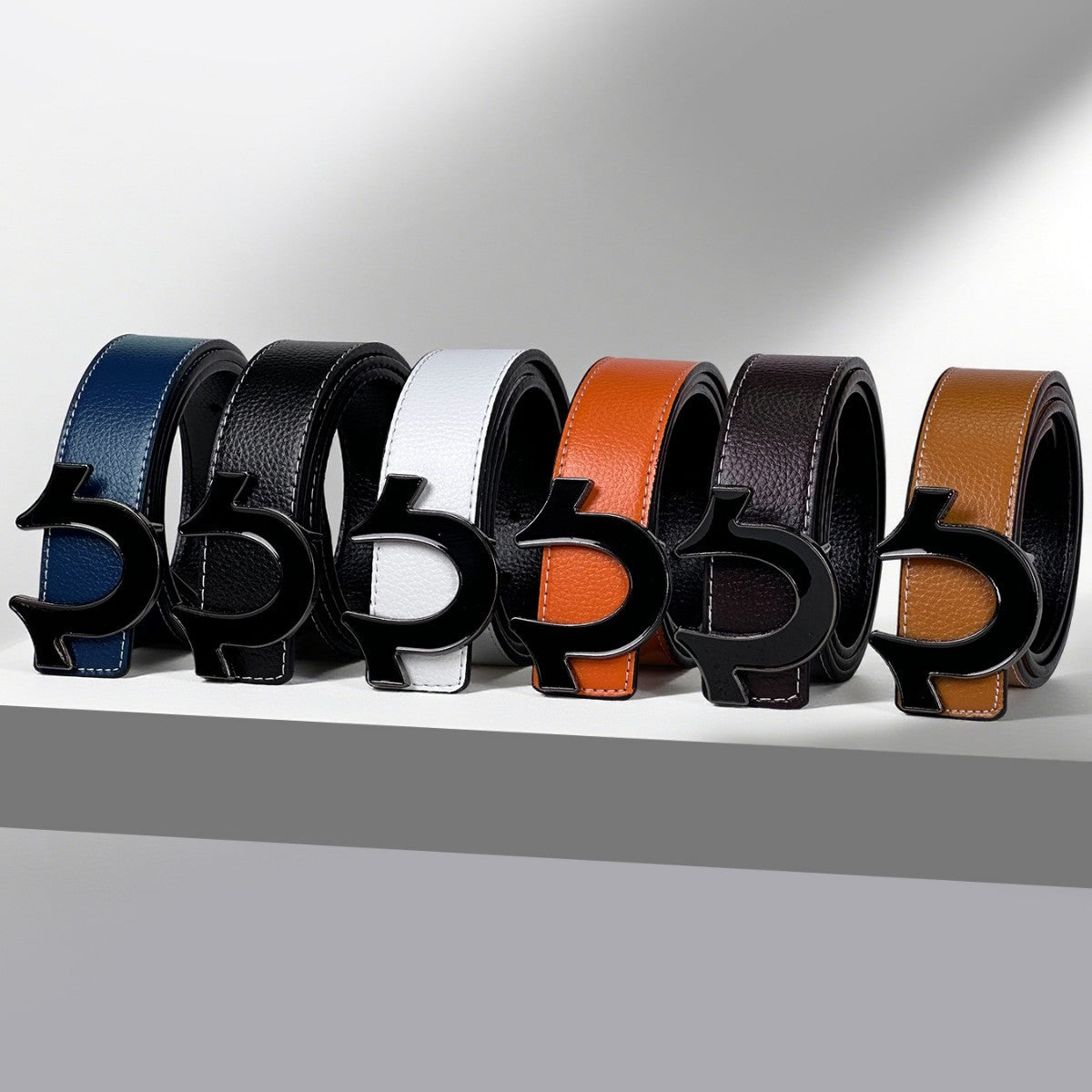 Men's Leather Belt With Smooth Buckle For Business Dress Pants