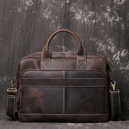 Men's First Layer Cowhide Portable Briefcase